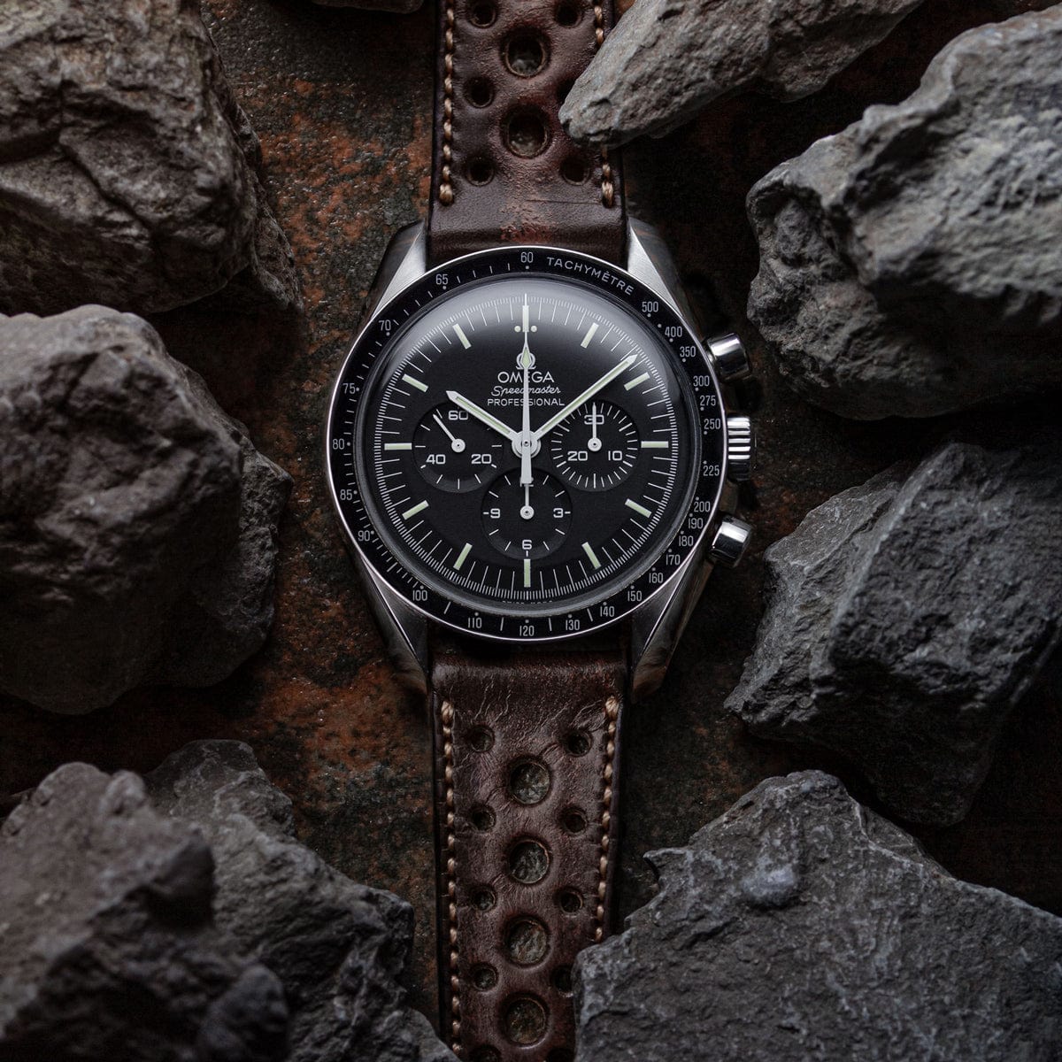 Radstock Racing Style Genuine Leather Watch Strap - Vintage Chocolate Brown