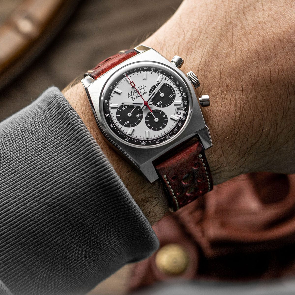 Radstock Racing Style Genuine Leather Watch Strap - Vintage Cherry Red