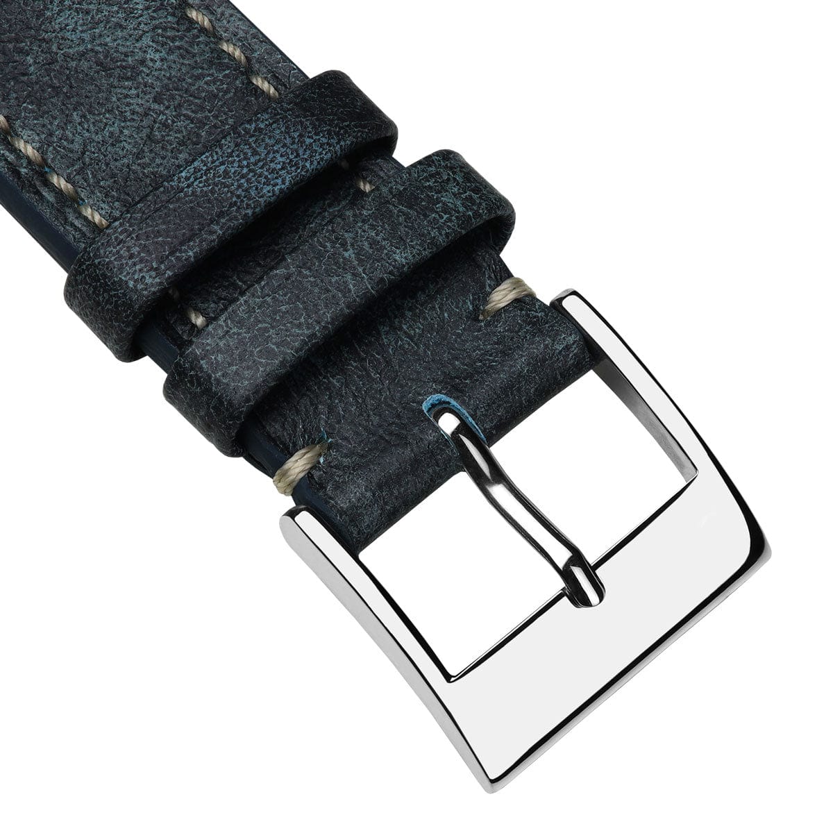 Rochefort Flat Patina Calf Leather Watch Strap - Blue Jeans