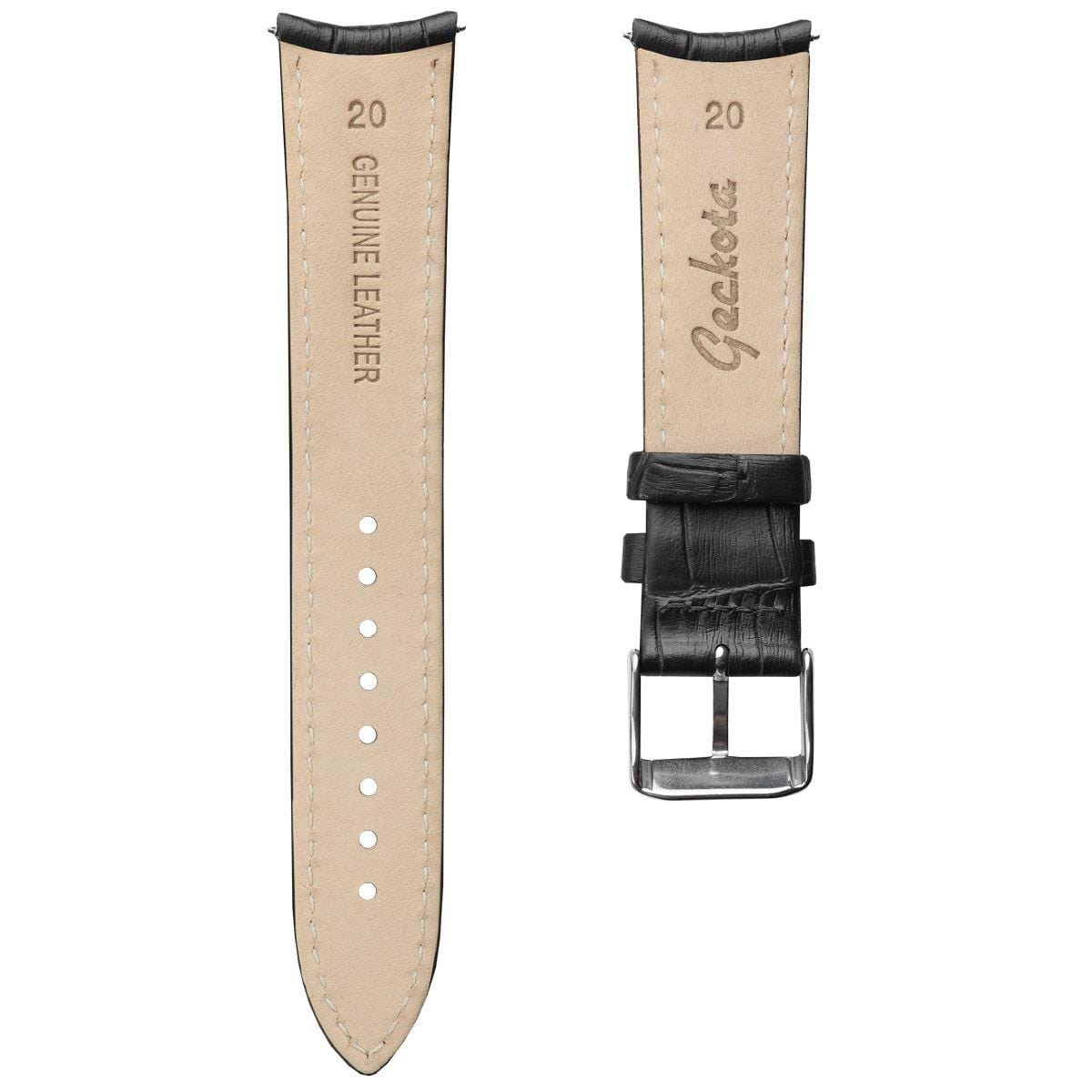 Selby Remborde Curved Ends Genuine Leather Watch Strap - Black Crocodile