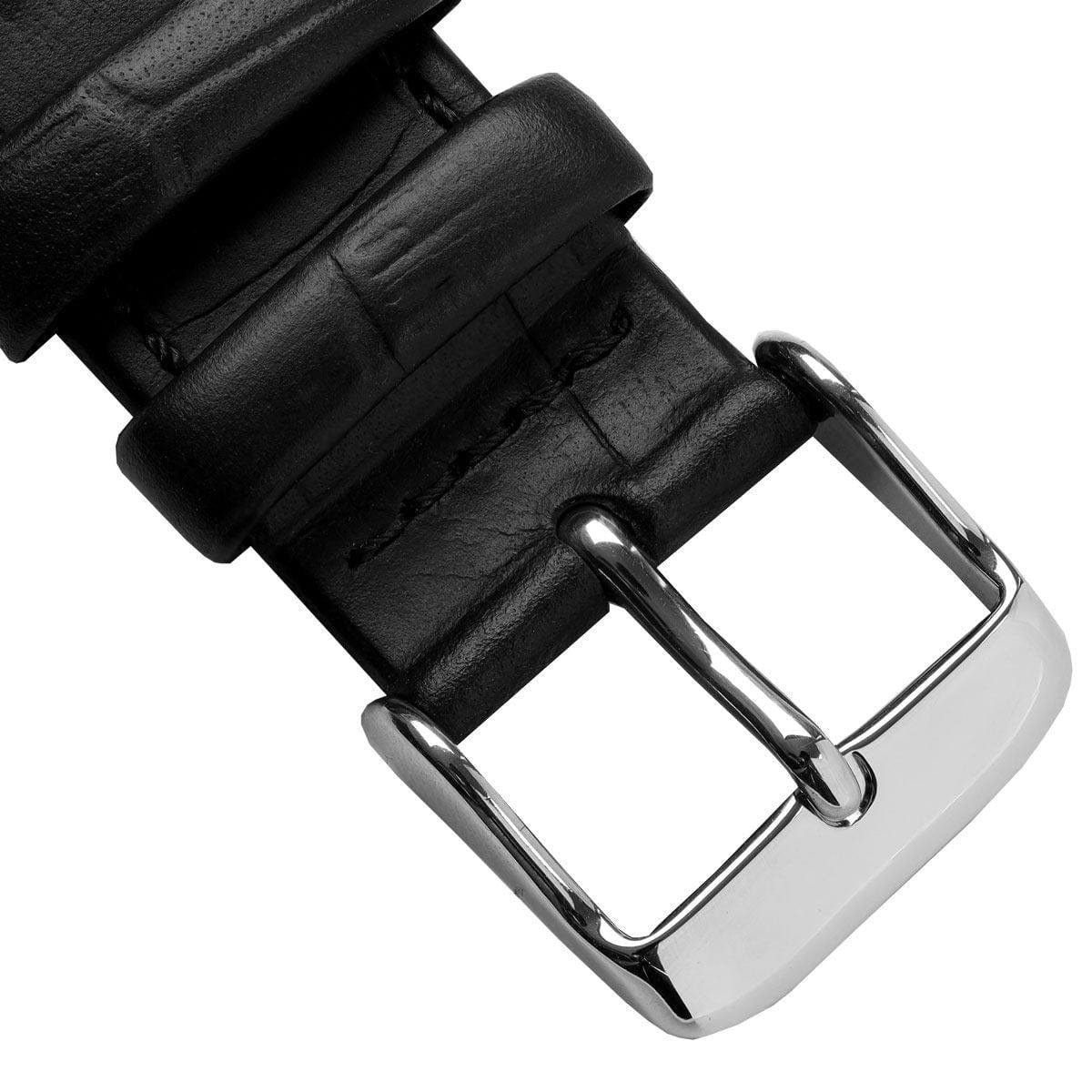 Selby Remborde Curved Ends Genuine Leather Watch Strap - Black Crocodile