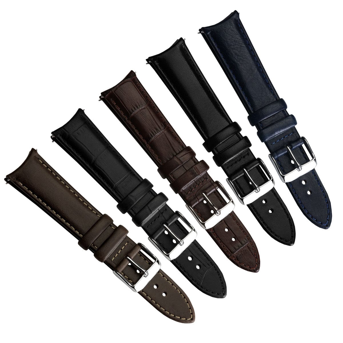 Selby Remborde Curved Ends Genuine Leather Watch Strap - Black Crocodile