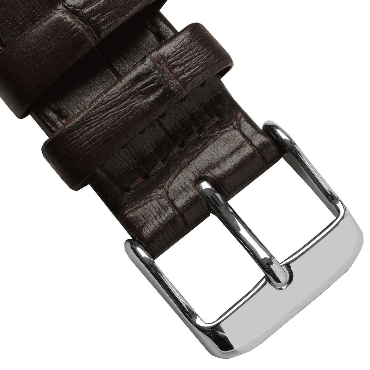 Selby Remborde Curved Ends Genuine Leather Watch Strap - Brown Crocodile