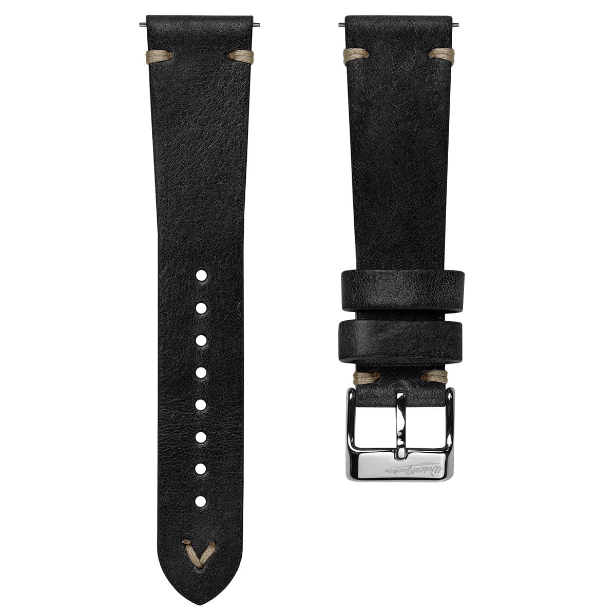 Simple Handmade Italian Leather Watch Strap - Black