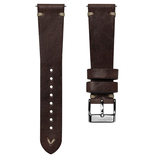 Simple Handmade Italian Leather Watch Strap - Chocolate Brown