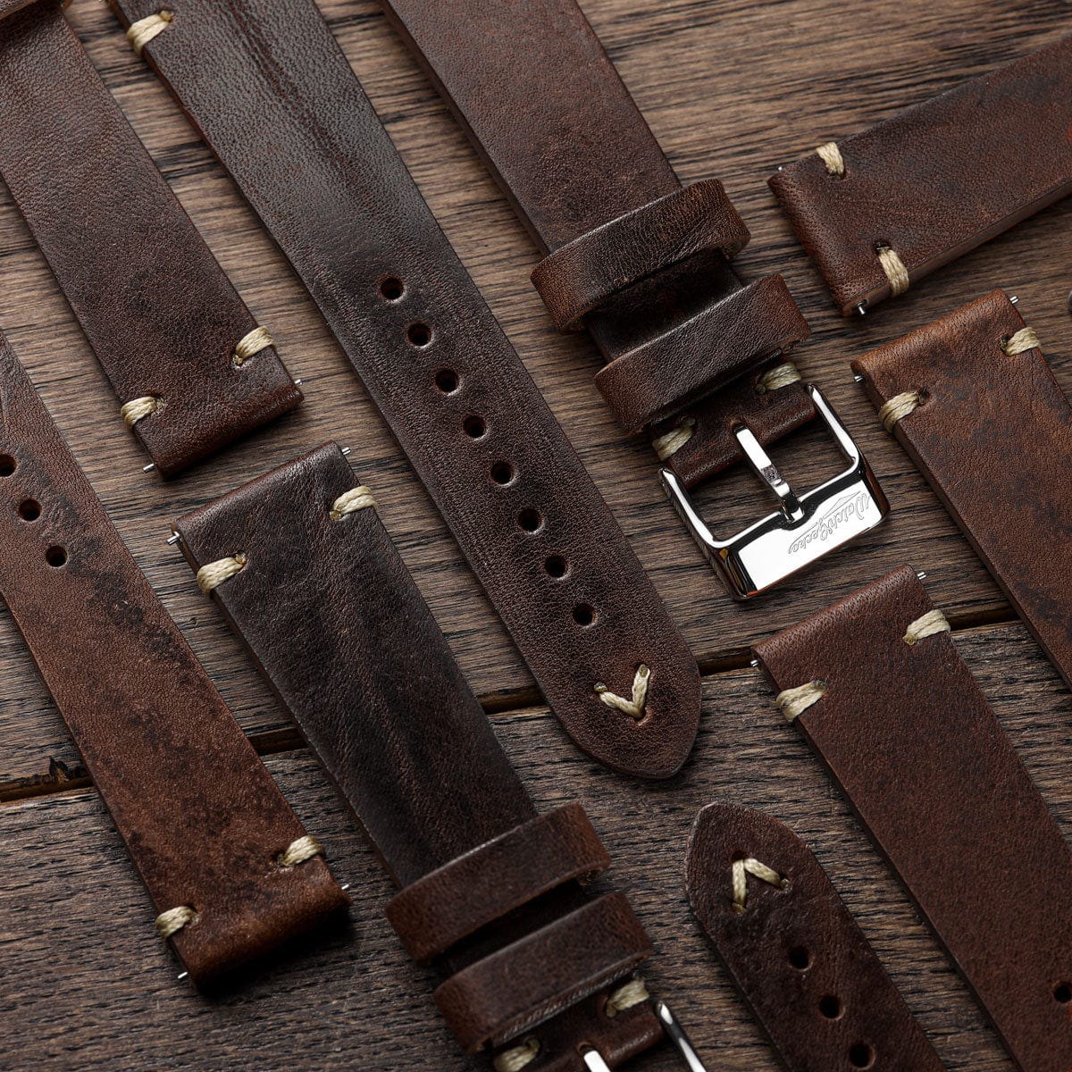 Simple Handmade Italian Leather Watch Strap - Chocolate Brown