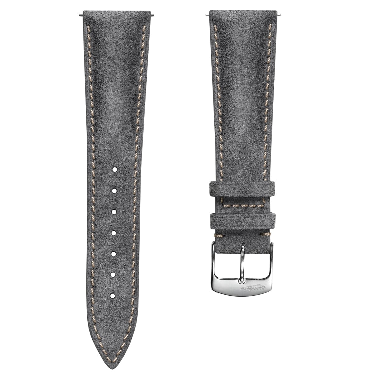 WatchGecko Stanton Genuine Suede Watch Strap, Light Grey 22mm