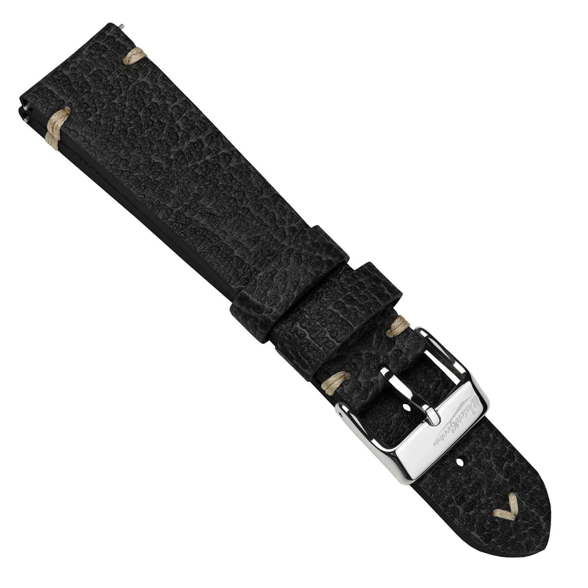 V-Stitch Vegan Italian Leather Watch Strap - Textured Black