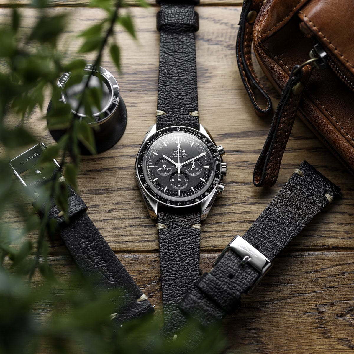 V-Stitch Vegan Italian Leather Watch Strap - Textured Blue Atlas