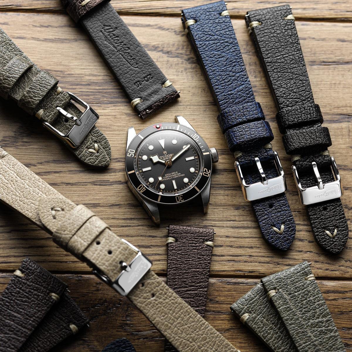 V-Stitch Vegan Italian Leather Watch Strap - Textured Hawthorn Brown