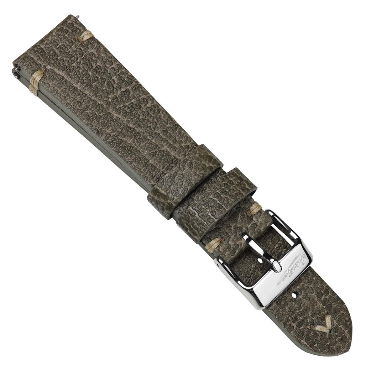 V-Stitch Vegan Italian Leather Watch Strap - Textured Olive Green