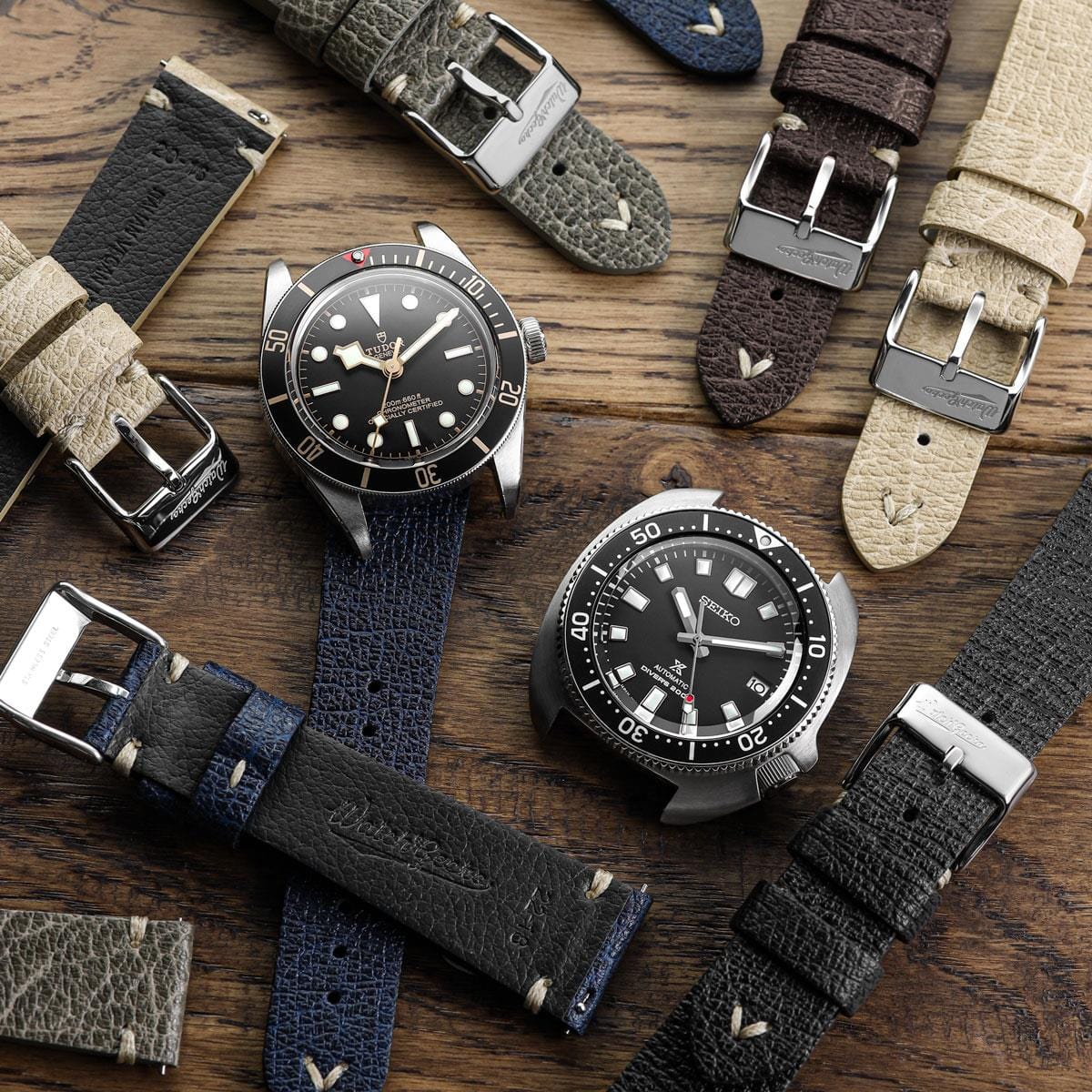 Simple Handmade Vegan Italian Leather Watch Strap - Textured Olive Green