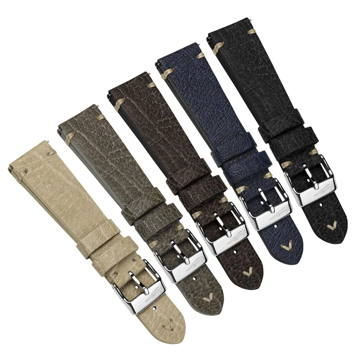 Simple Handmade Vegan Italian Leather Watch Strap - Textured Olive Green