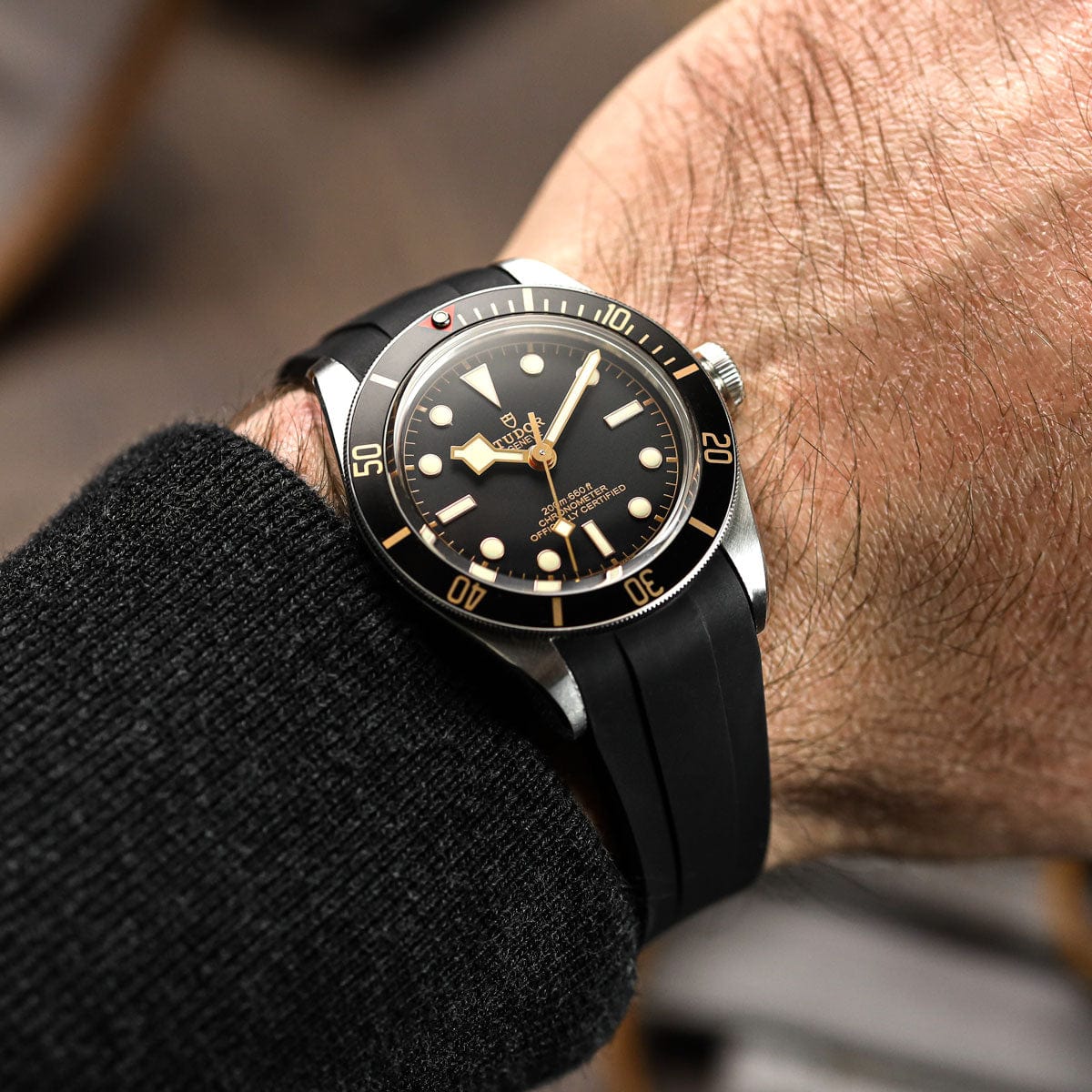 Vanguard Rubber Watch Strap for Tudor Black Bay 58 - Red