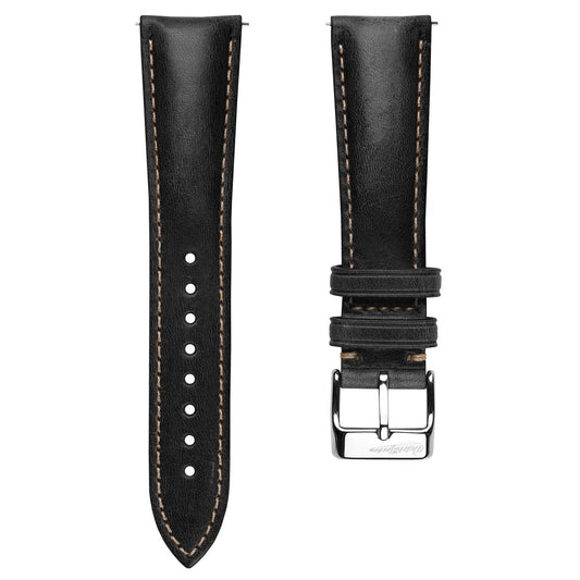 Vintage Highley Genuine Leather Watch Strap - Black