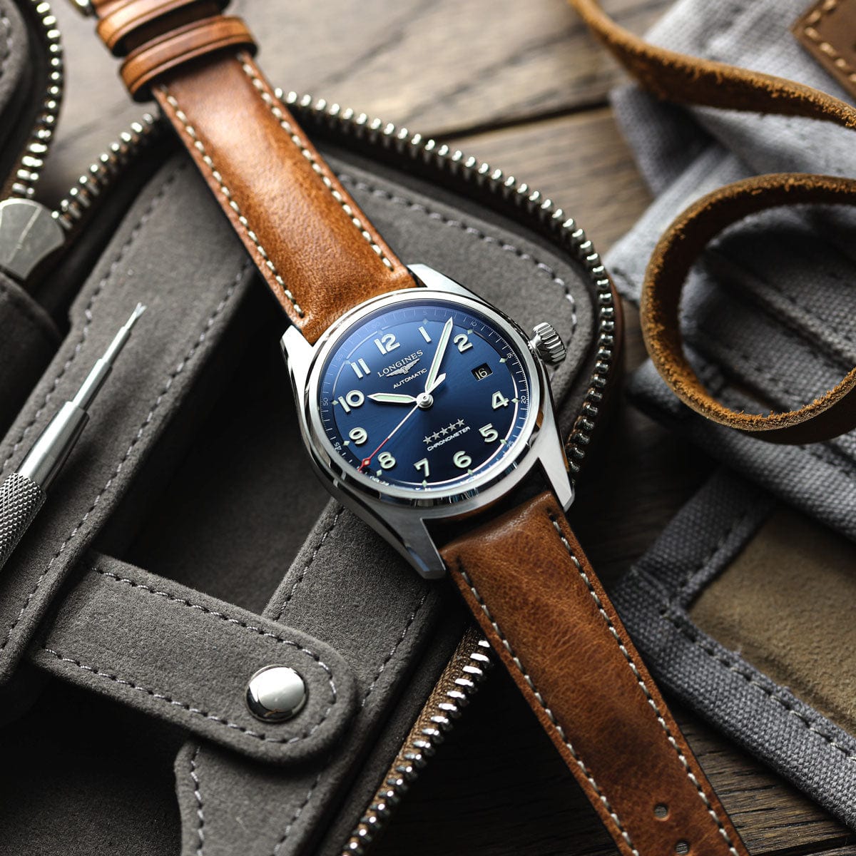 Vintage Highley Genuine Leather Watch Strap - Light Brown