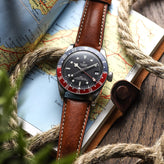 Vintage Highley Genuine Leather Watch Strap - Reddish Brown