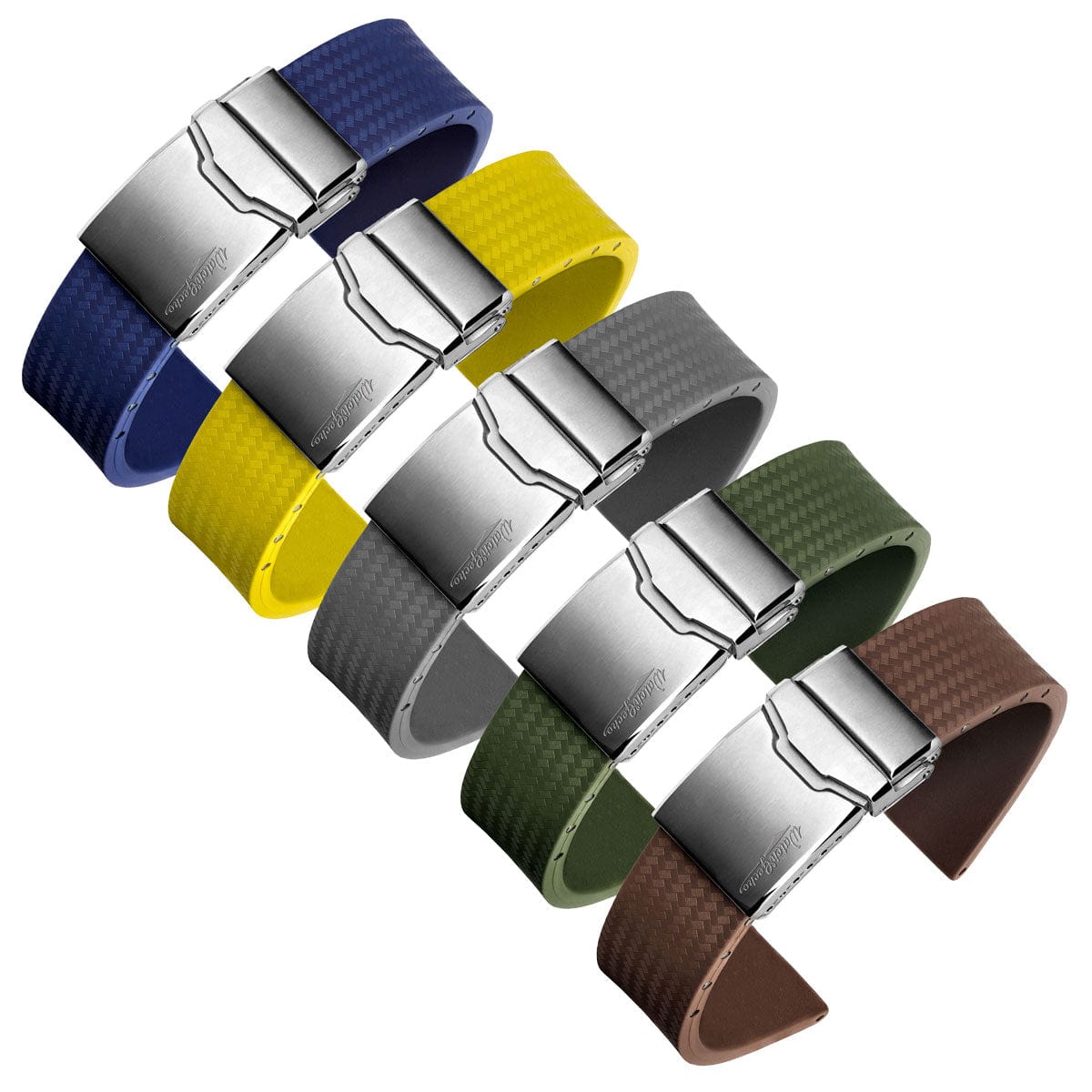 WatchGecko 400 (MKII) Italian Rubber Divers Watch Strap - Anthracite - Brushed Buckle