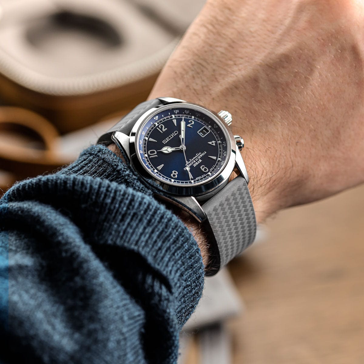 400 CTS Italian Rubber Divers Reversible Watch Strap - Cloud Grey - Super Luminova