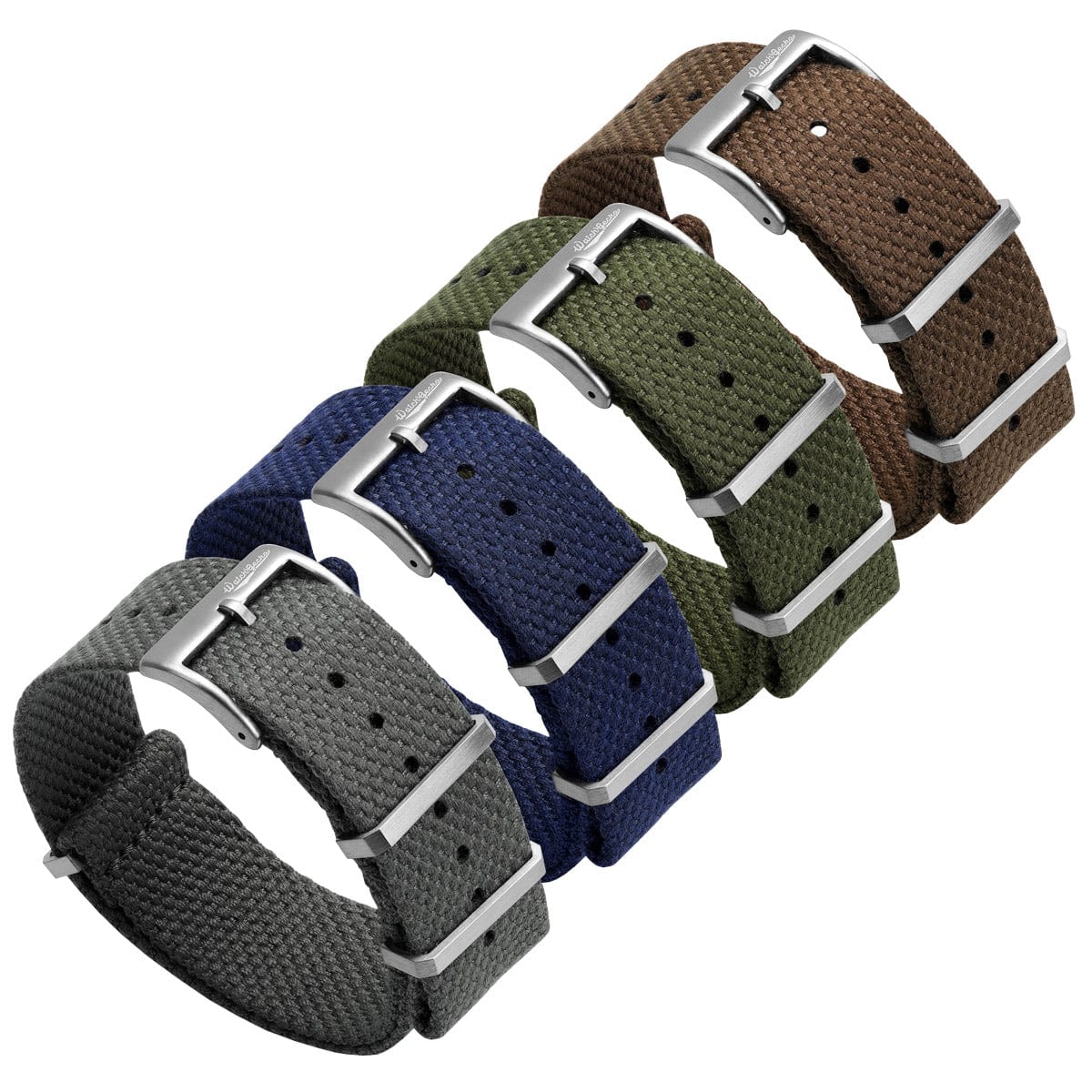 WatchGecko Braemore Military Nylon Watch Strap - National Brown