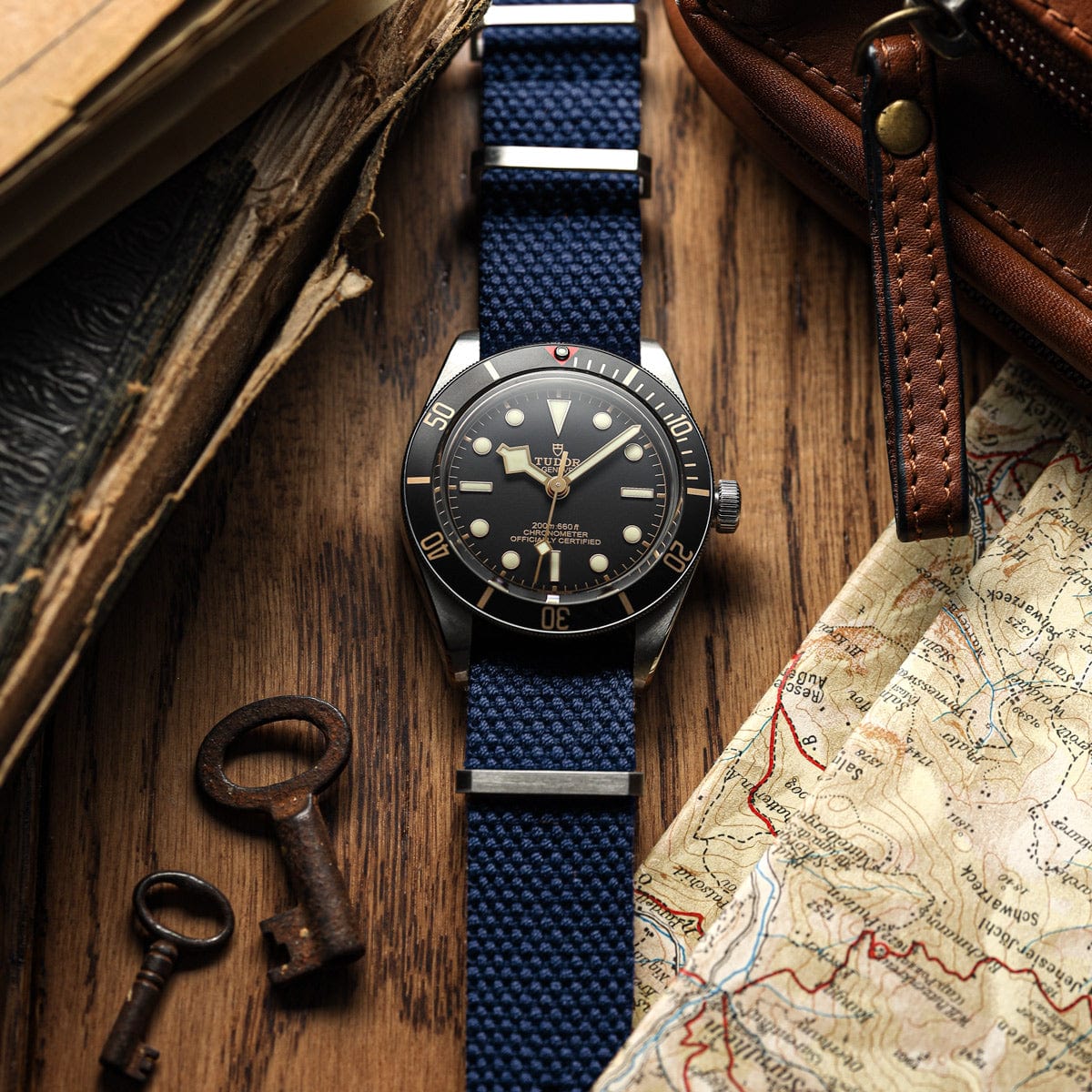 Braemore Woven Canvas Military Watch Strap - Marine Blue