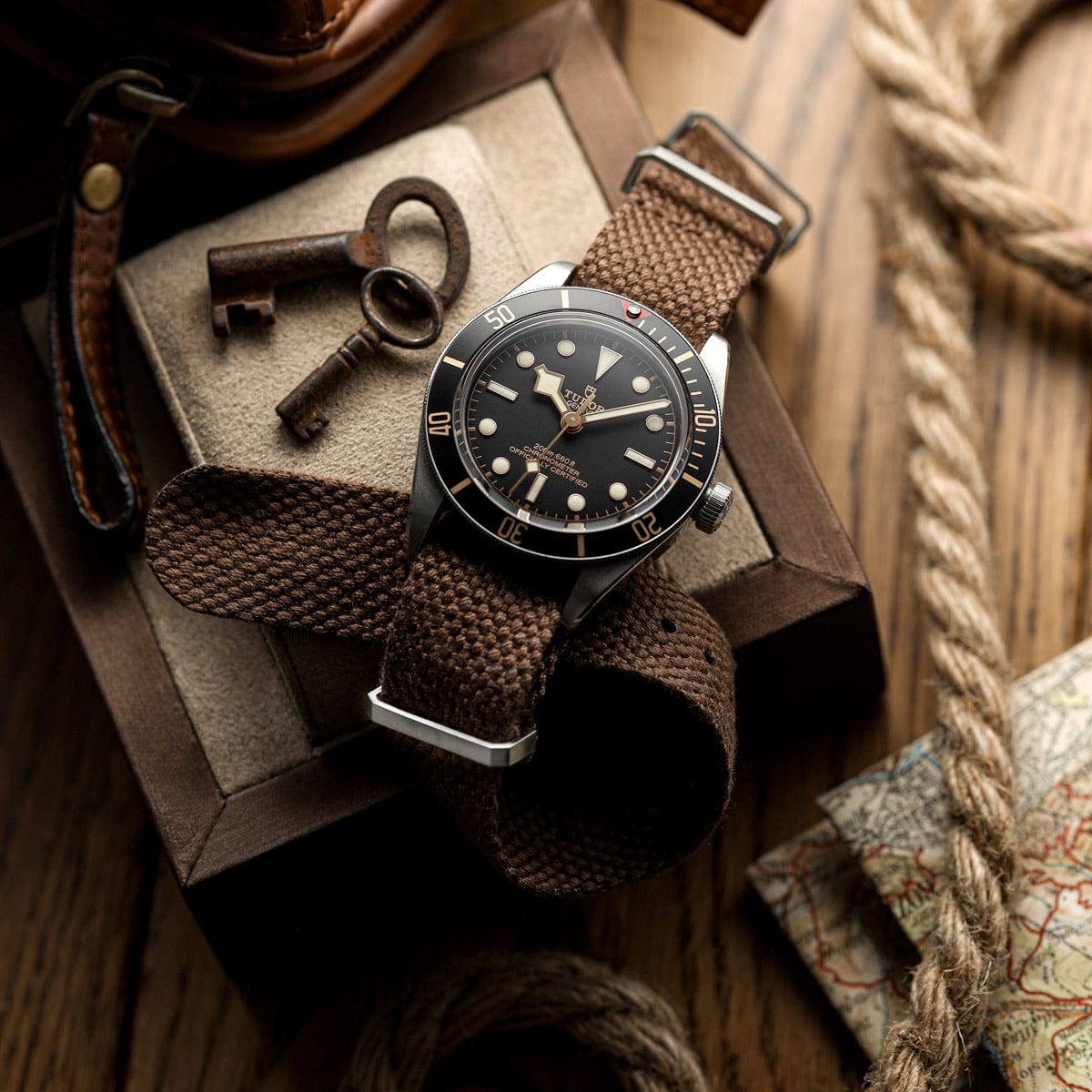 WatchGecko Braemore Military Nylon Watch Strap - National Brown