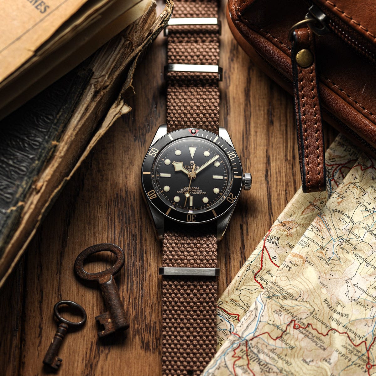 WatchGecko Braemore Military Nylon Watch Strap - National Brown