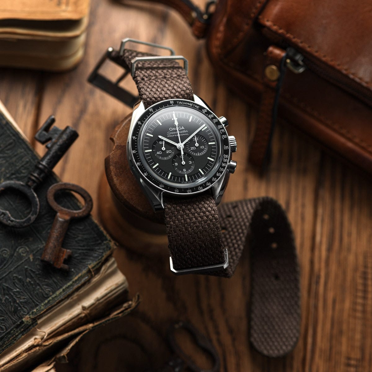 Braemore Woven Canvas Military Watch Strap - National Brown