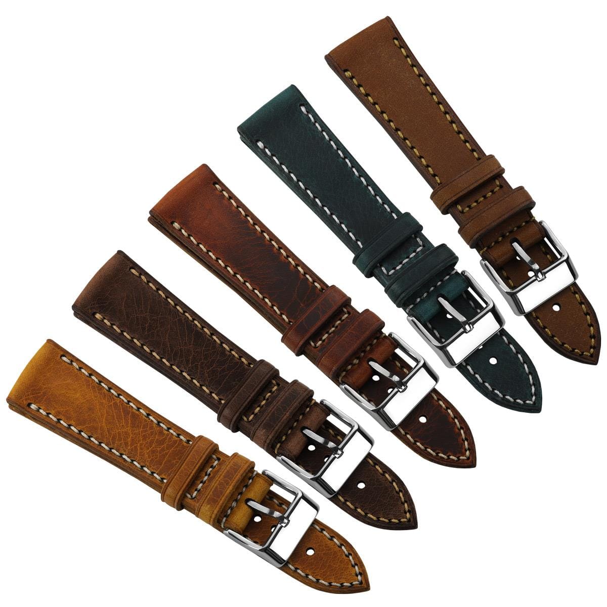 WatchGecko Hatherley Handmade Leather Watch Strap - Bone Wax Brown