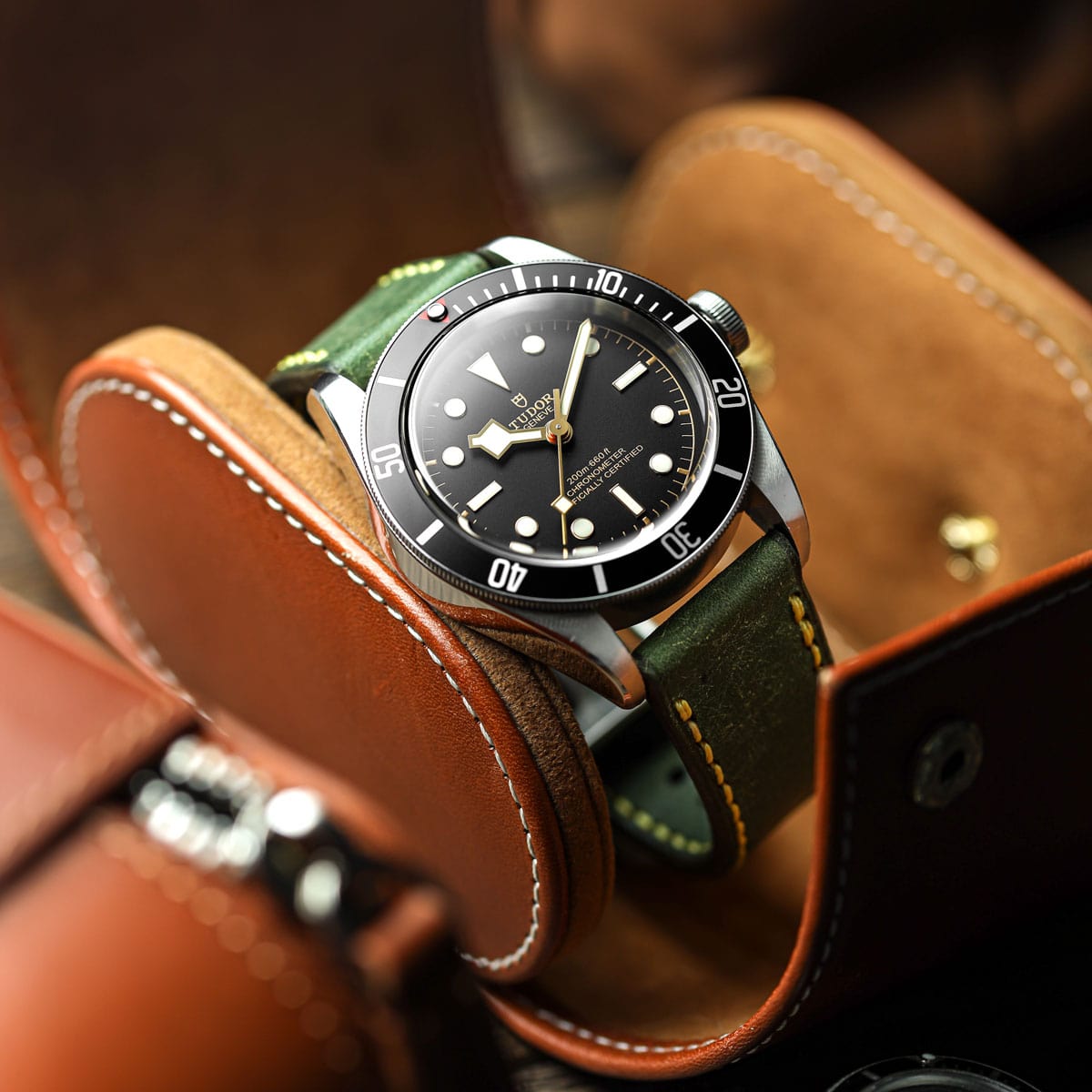 WatchGecko Hatherley Handmade Leather Watch Strap - Moss Green