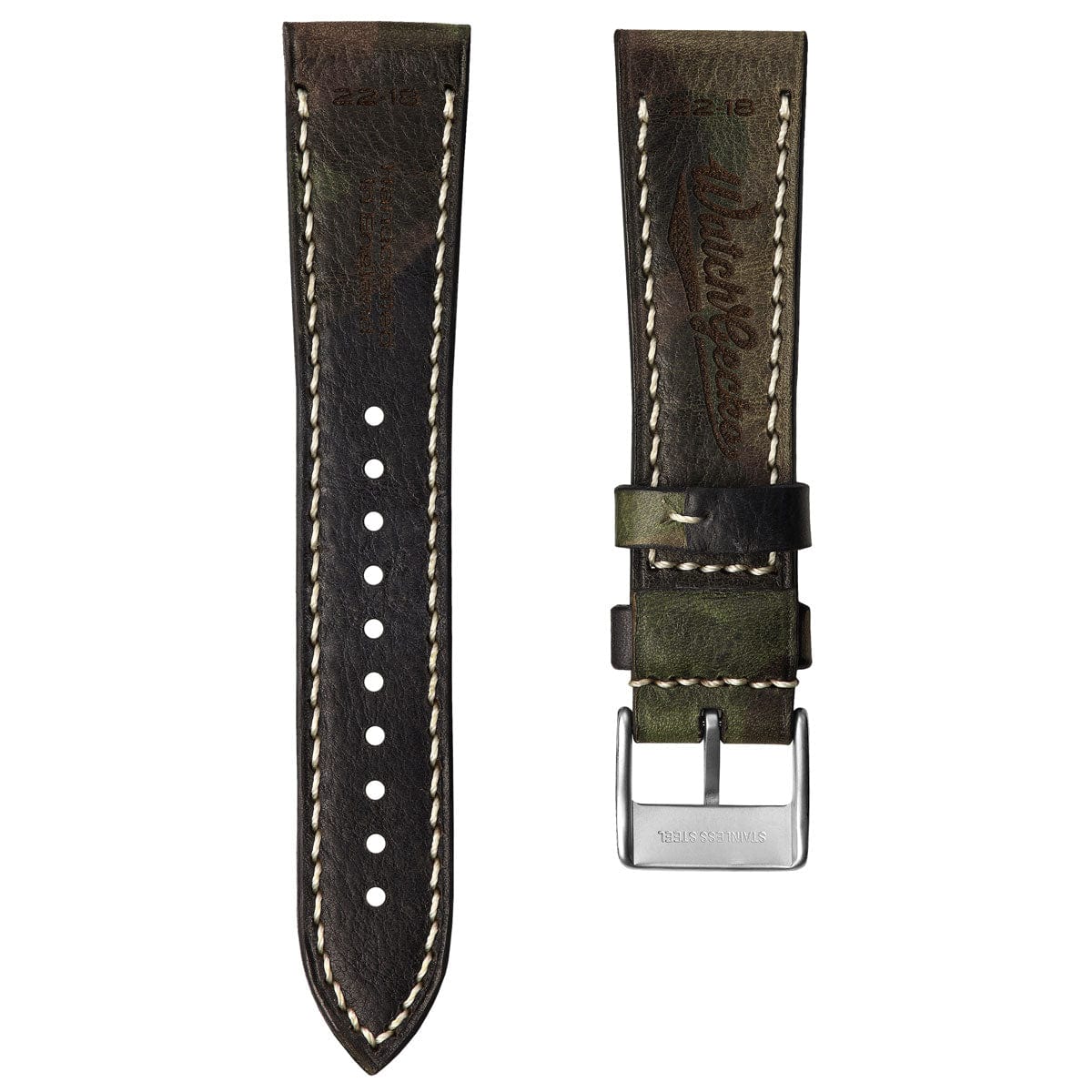 WatchGecko Hatherley Handmade Leather Watch Strap - Woodland Camo