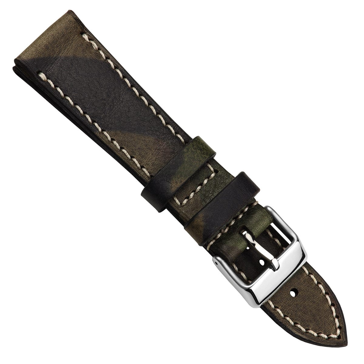 WatchGecko Hatherley Handmade Leather Watch Strap - Woodland Camo