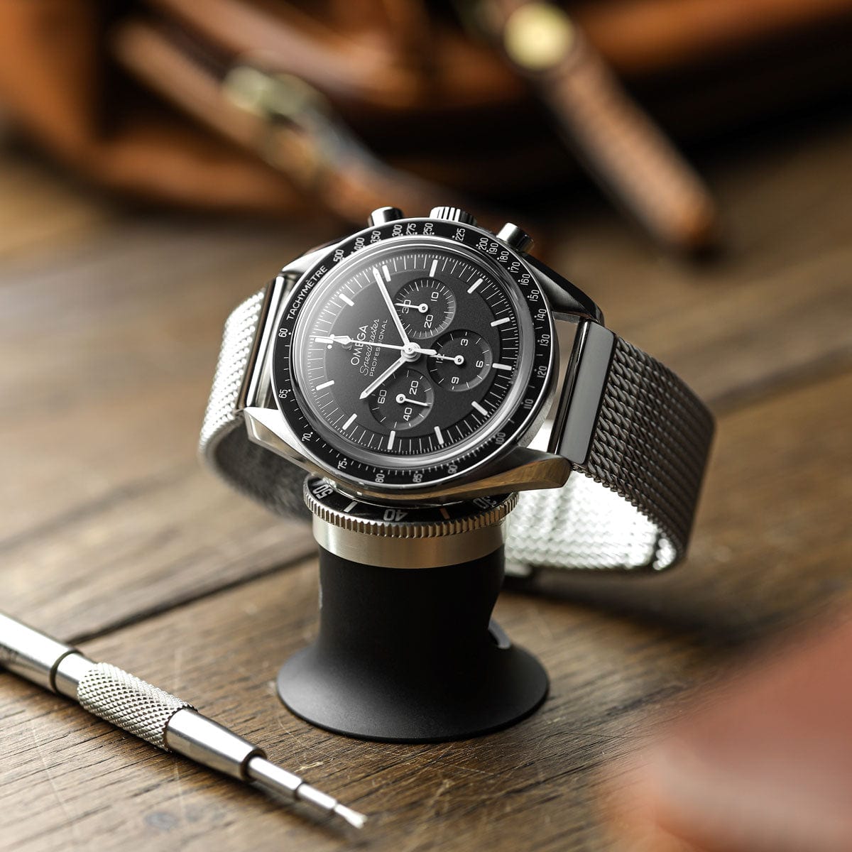 WatchGecko Oblique Milanese Mesh Stainless Steel Watch Strap - Polished