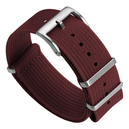 WatchGecko Ridge Military Nylon Watch Strap - Burgundy Red