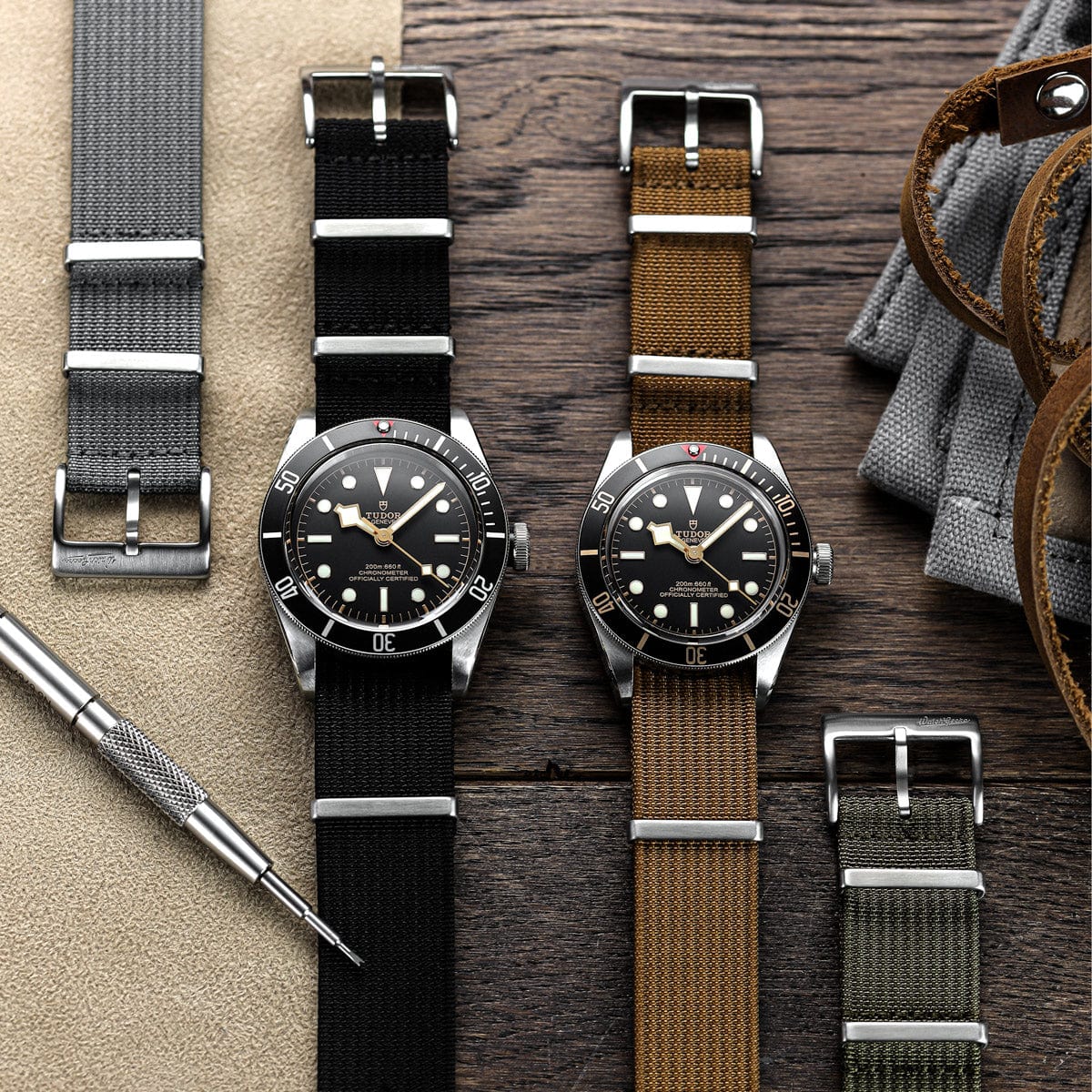 WatchGecko Ridge Military Nylon Watch Strap - Mustard Yellow