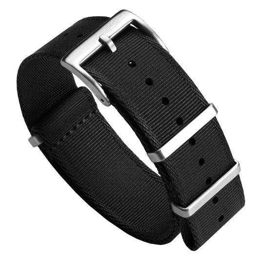 WatchGecko Signature Military Nylon Watch Strap - Black