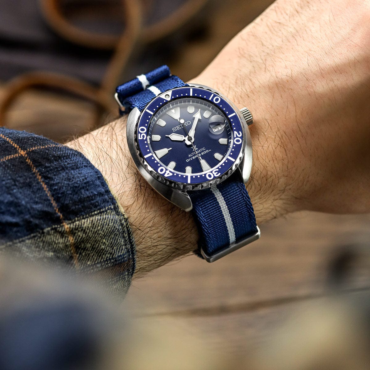 WatchGecko Signature NATO Strap - Blue & White