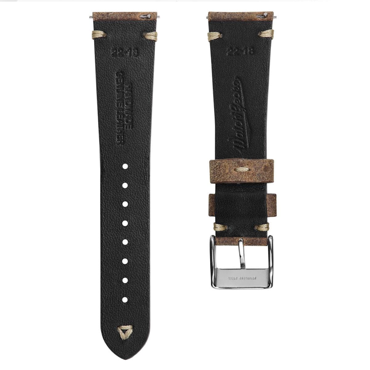 Simple Handmade Distressed Leather Watch Strap - Light Brown