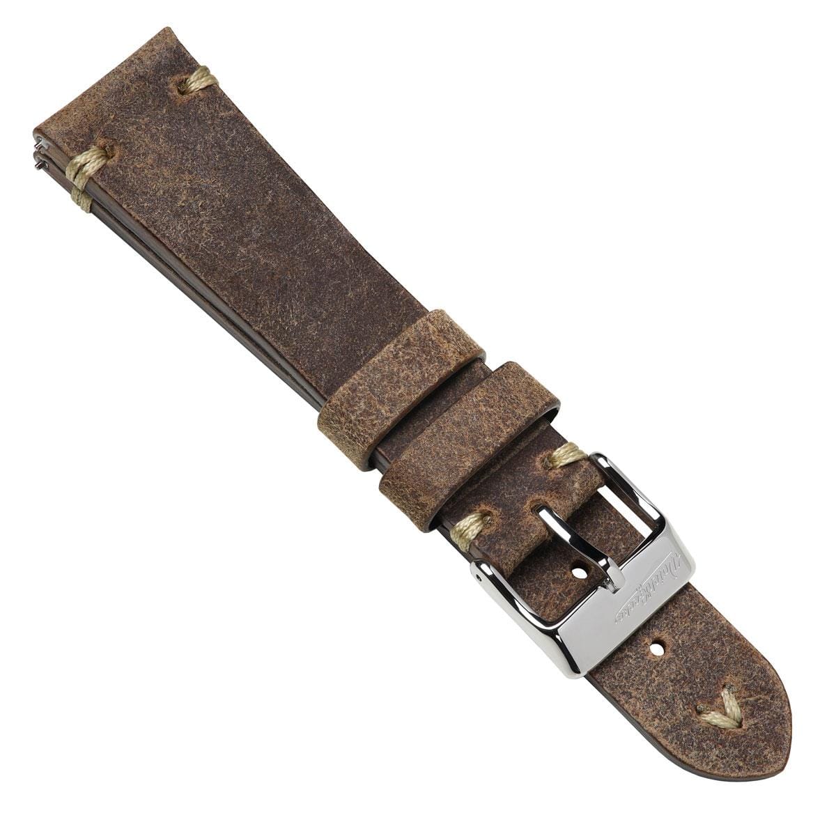 Simple Handmade Distressed Leather Watch Strap - Light Brown
