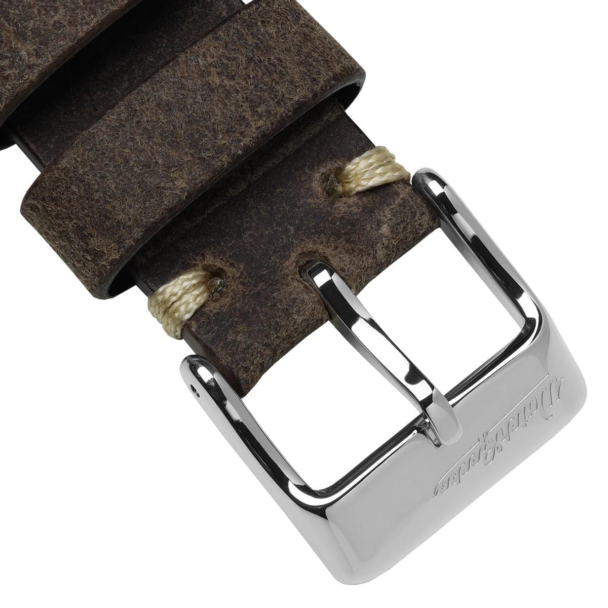 WatchGecko V-Stitch Distressed Leather Watch Strap - Brown