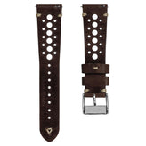 Simple Handmade Italian Leather Perforated Watch Strap - Chocolate Brown