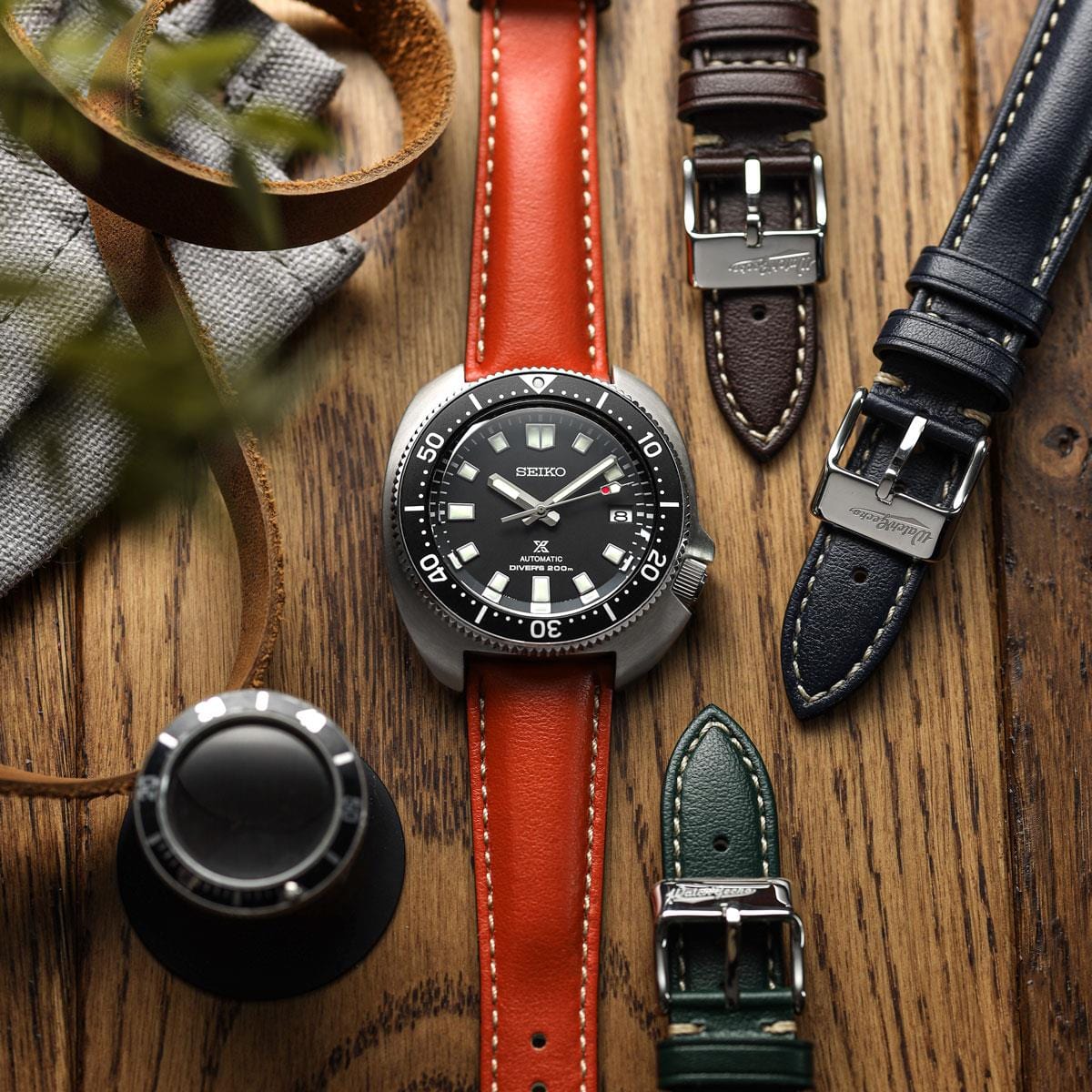 Vintage Highley Italian Vegan Leather Watch Strap - Red Birch