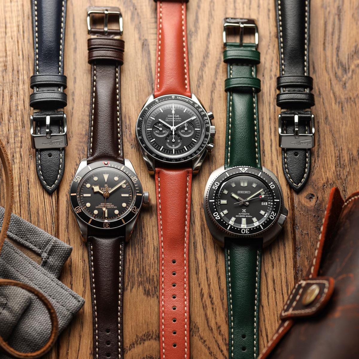 Vintage Highley Italian Vegan Leather Watch Strap - Red Birch