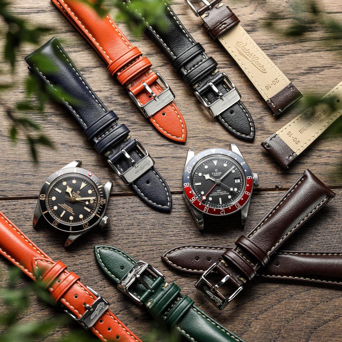 Vintage Highley Italian Vegan Leather Watch Strap - Red Birch