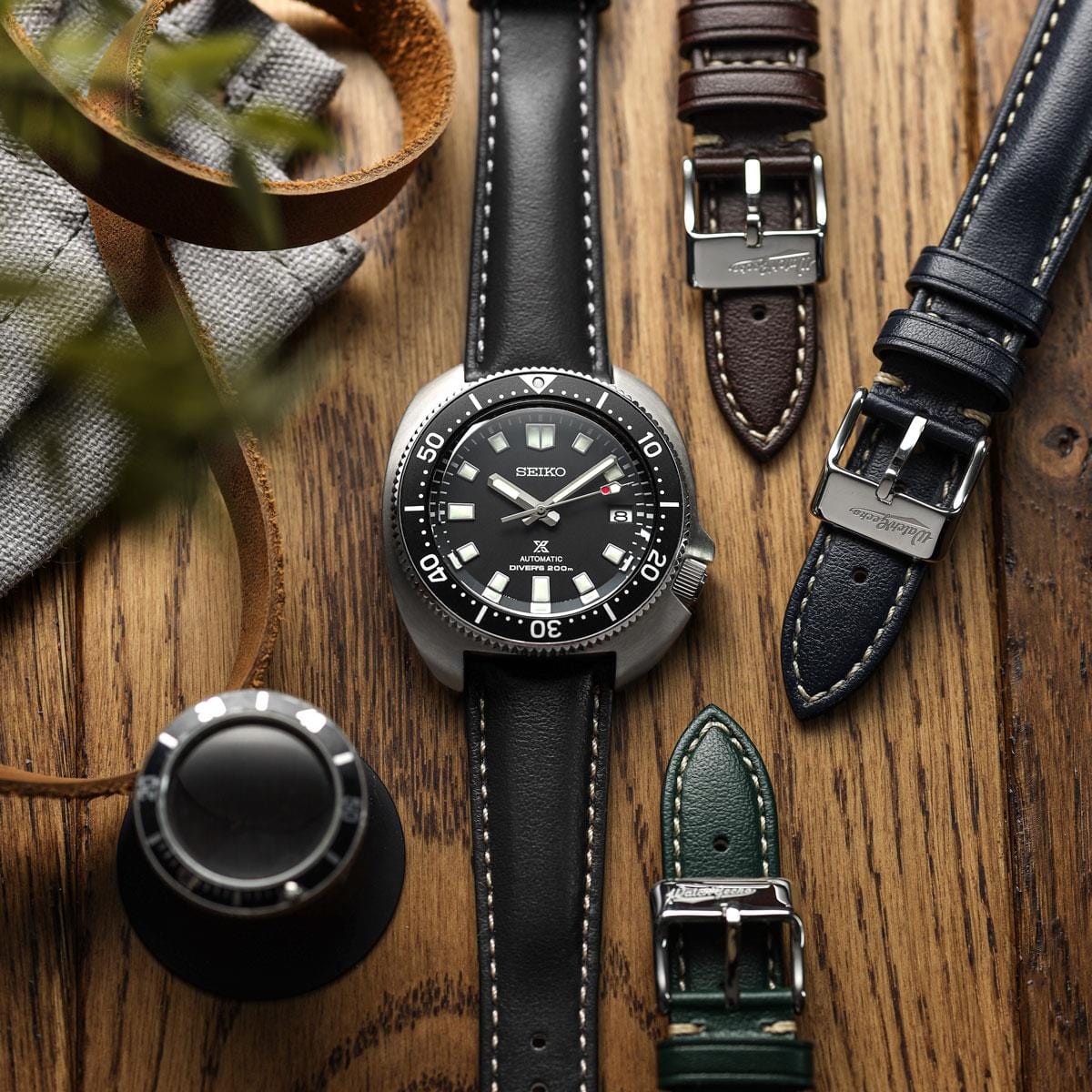 Vintage Highley Italian Vegan Leather Watch Strap - Black