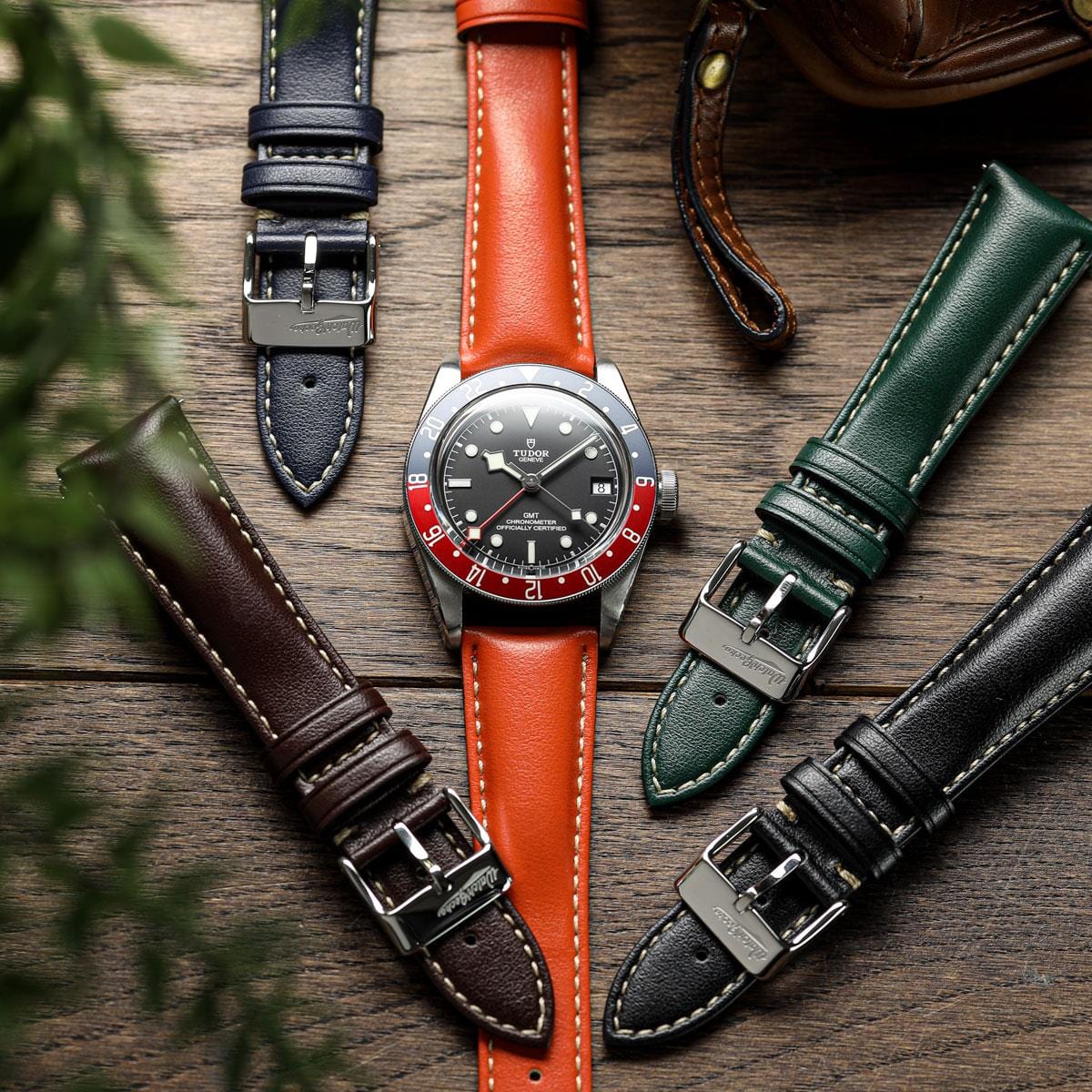 Vintage Highley Italian Vegan Leather Watch strap - Olive Green