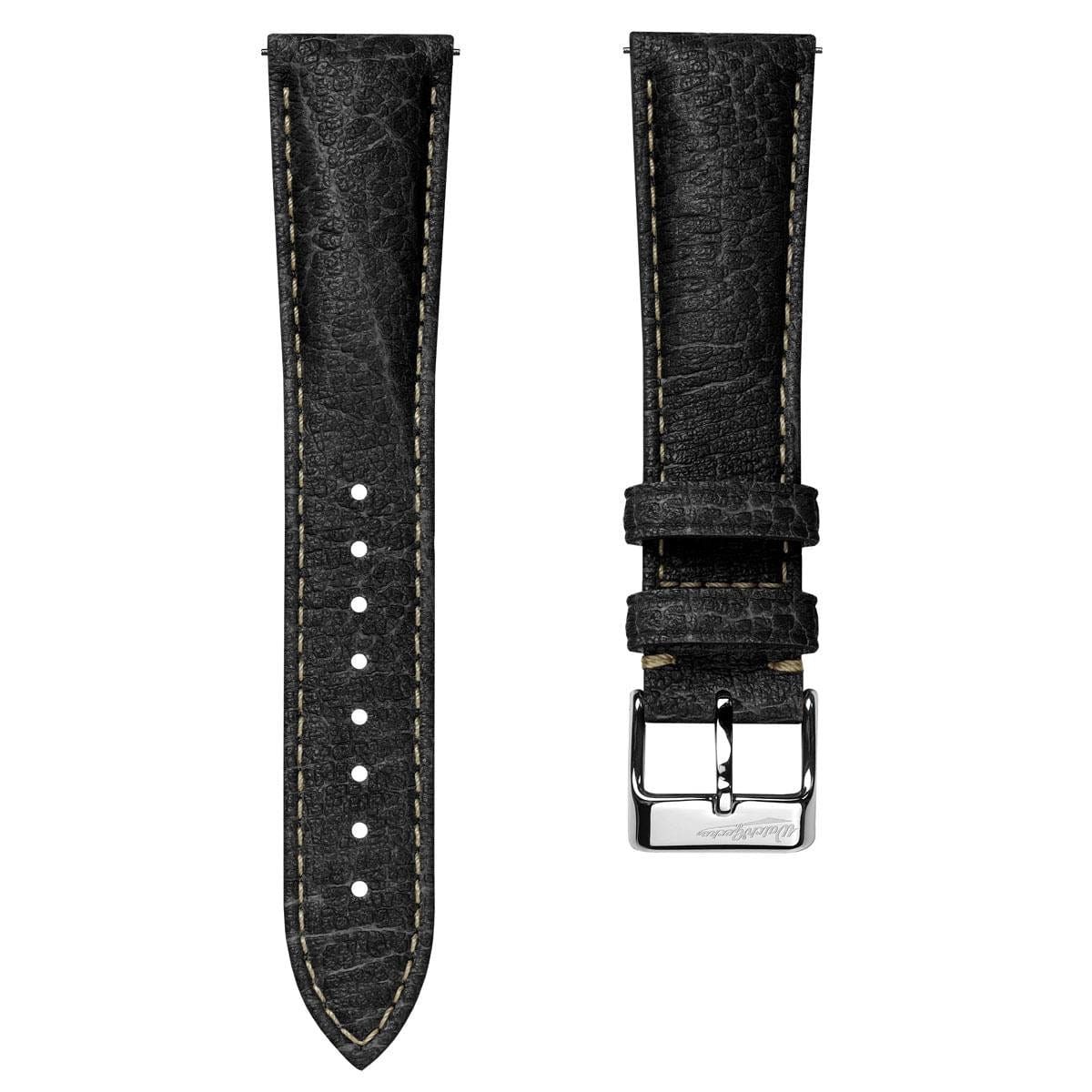 Vintage Highley Italian Vegan Leather Watch Strap - Textured Black