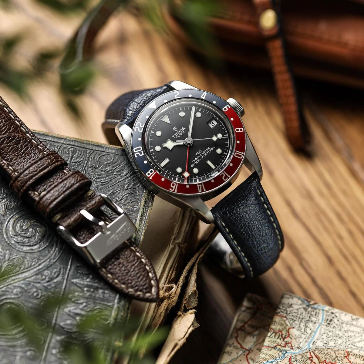Vintage Highley Italian Vegan leather Watch Strap - Textured Blue Atlas