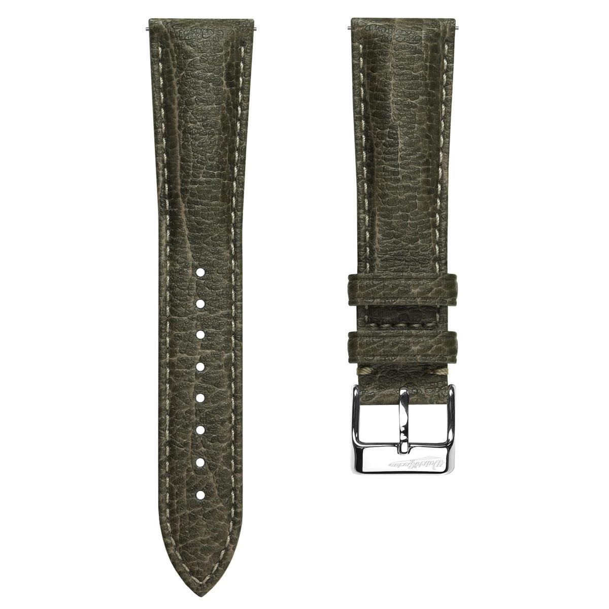 Vintage Highley Italian Vegan leather Watch Strap - Textured Olive Green