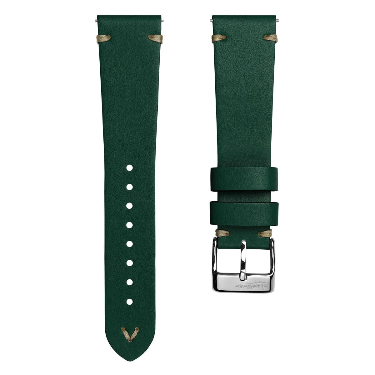 V-Stitch Vegan Italian Leather Watch Strap - Fir Green